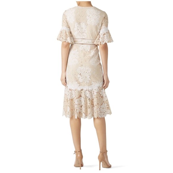 SAYLOR Maggy Cream Flared Hemline Short Sleeve V-Neck Lace Dress MEDIUM - Picture 2 of 13